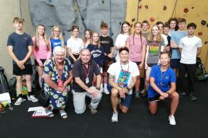 World Challenge Borneo 2022 - students with from the left President Ann Reed, Richard Meers, teacher William Teasley and Rebecca Fraser